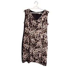 Jennifer Lopez Leopard Sleeveless Dress Animal Print Size 14 Bodycon Knee Length
